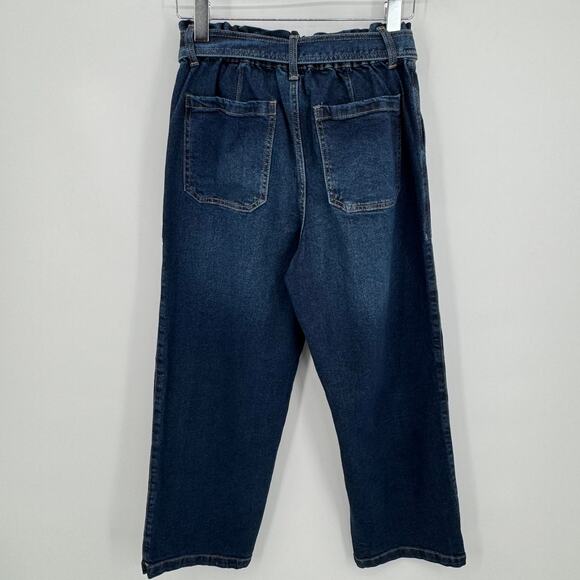 Time and Tru jeans women's 8 paperbag wide leg crop belted blue dark wash NEW - Picture 3 of 6